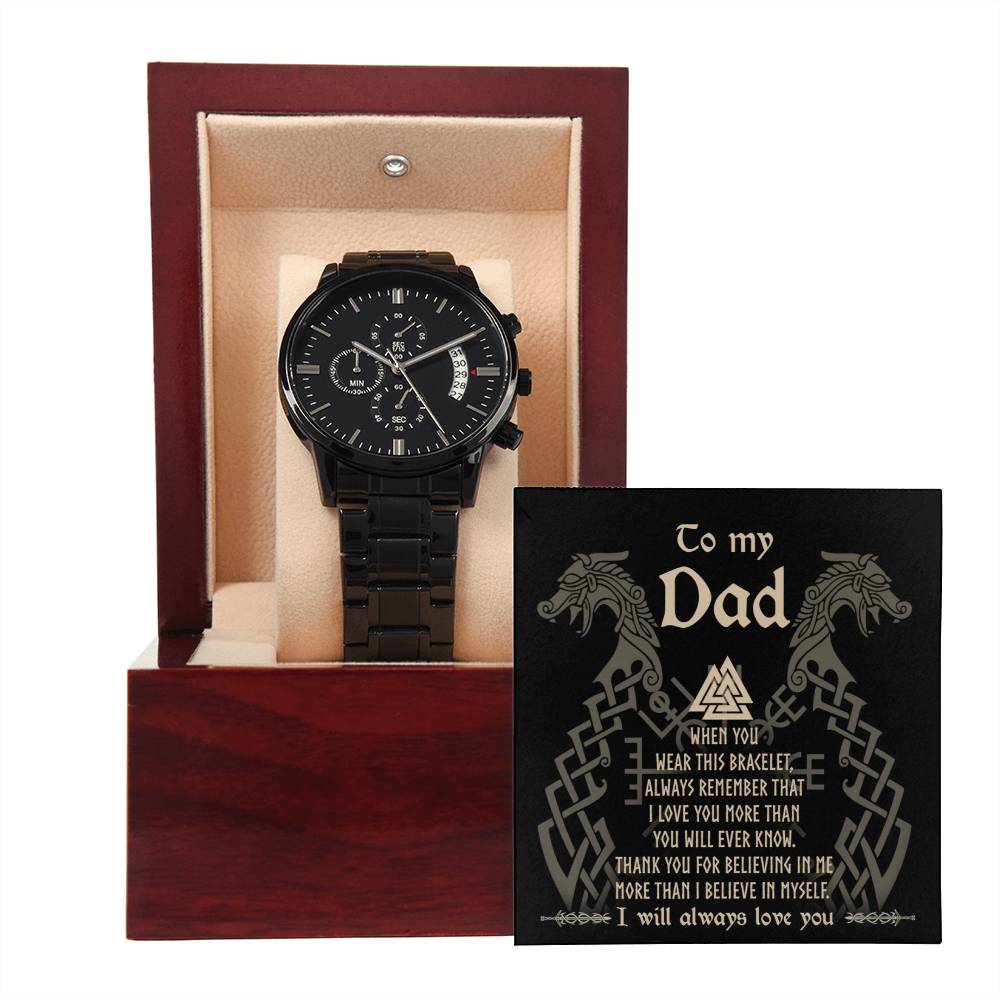 Black Chronograph Watch gift for Dad, Gift For Father's Day, Gift for Birthday