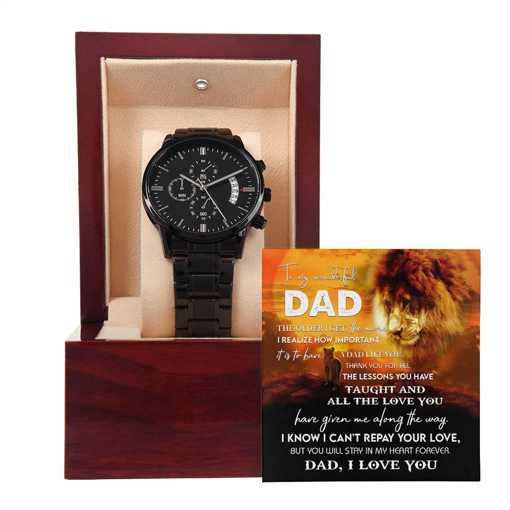 Black Chronograph Watch, Gift for Dad, Gift For Father, Father's Day Gift