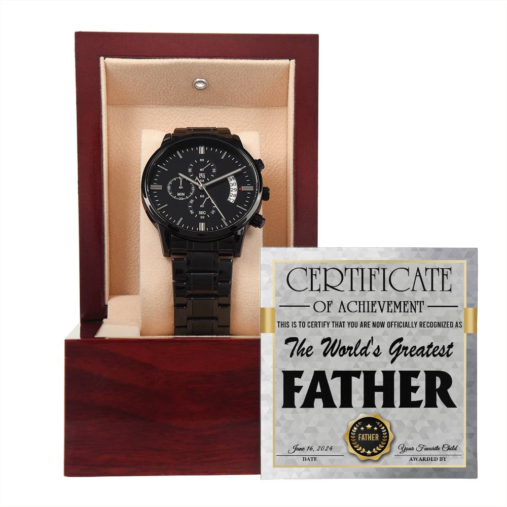 Black Chronograph Watch  Gift for Dad, Gift For Father, Father's Day Gift