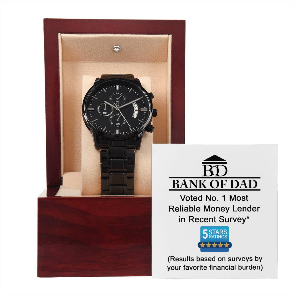 Black Chronograph Watch, Gift for Bonus Dad, Gift For Bonus Father, Gift For Birthday, Father's Day Gift