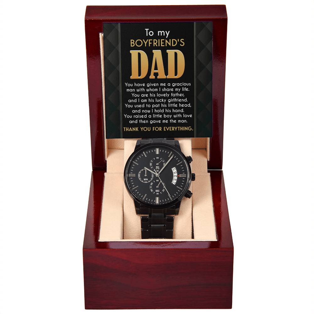 Black Chronograph Watch Gift For Boyfriend's  Dad, Gift for Boyfriend's Father, Birthday , Father's Day Gift