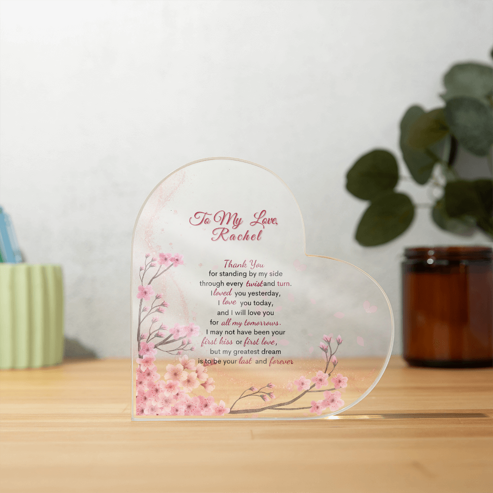 Endless Love: Cherry Blossom Heart Plaque. Personalized Gift For wife, Gift For soulmate