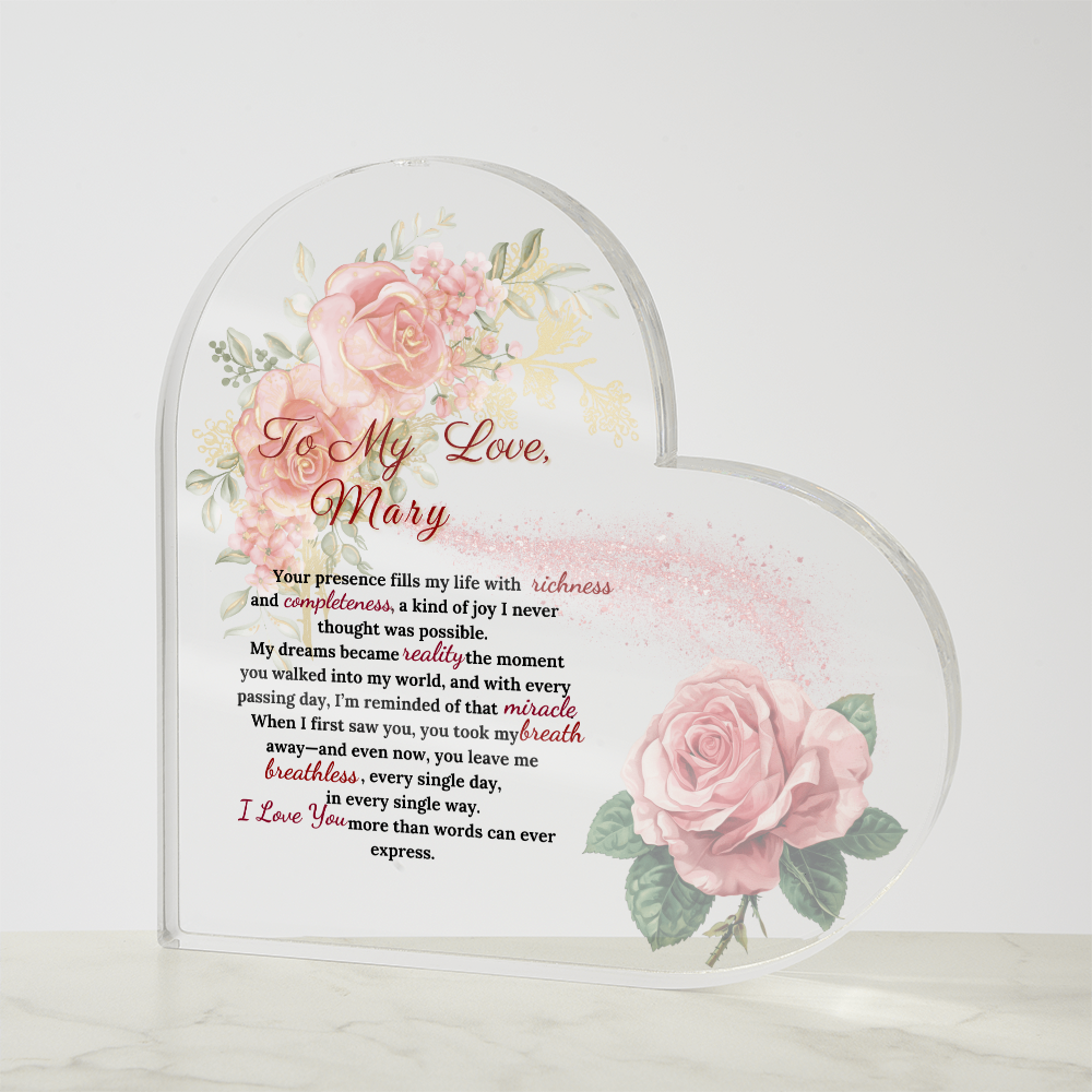 Words of Love: A Heartfelt Acrylic Keepsake  Gift for  Wife,Gift for Soulmate