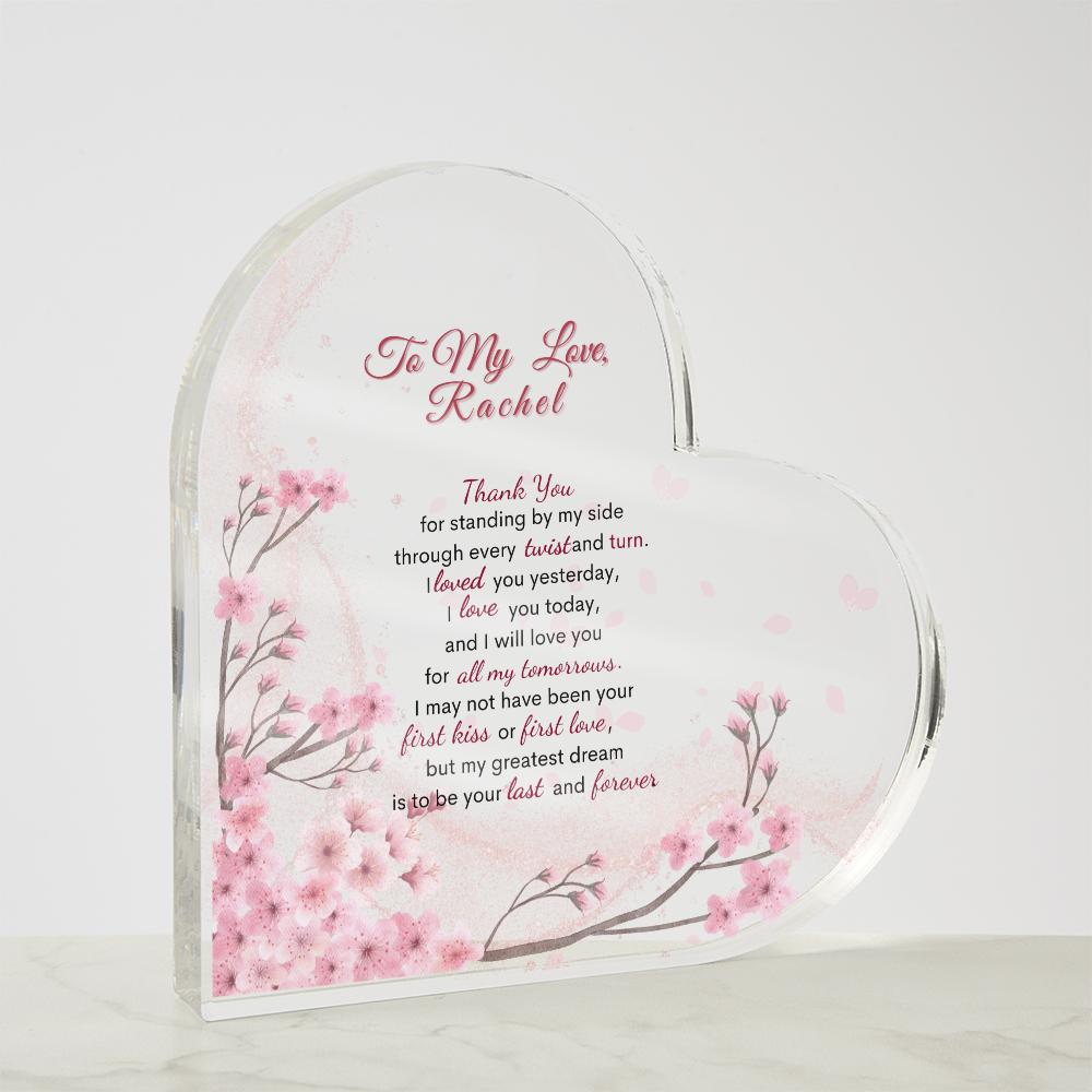 Endless Love: Cherry Blossom Heart Plaque. Personalized Gift For wife, Gift For soulmate