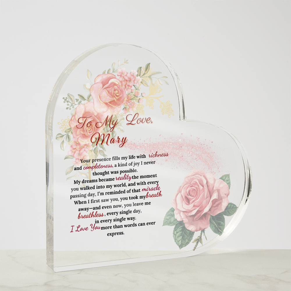 Words of Love: A Heartfelt Acrylic Keepsake  Gift for  Wife,Gift for Soulmate