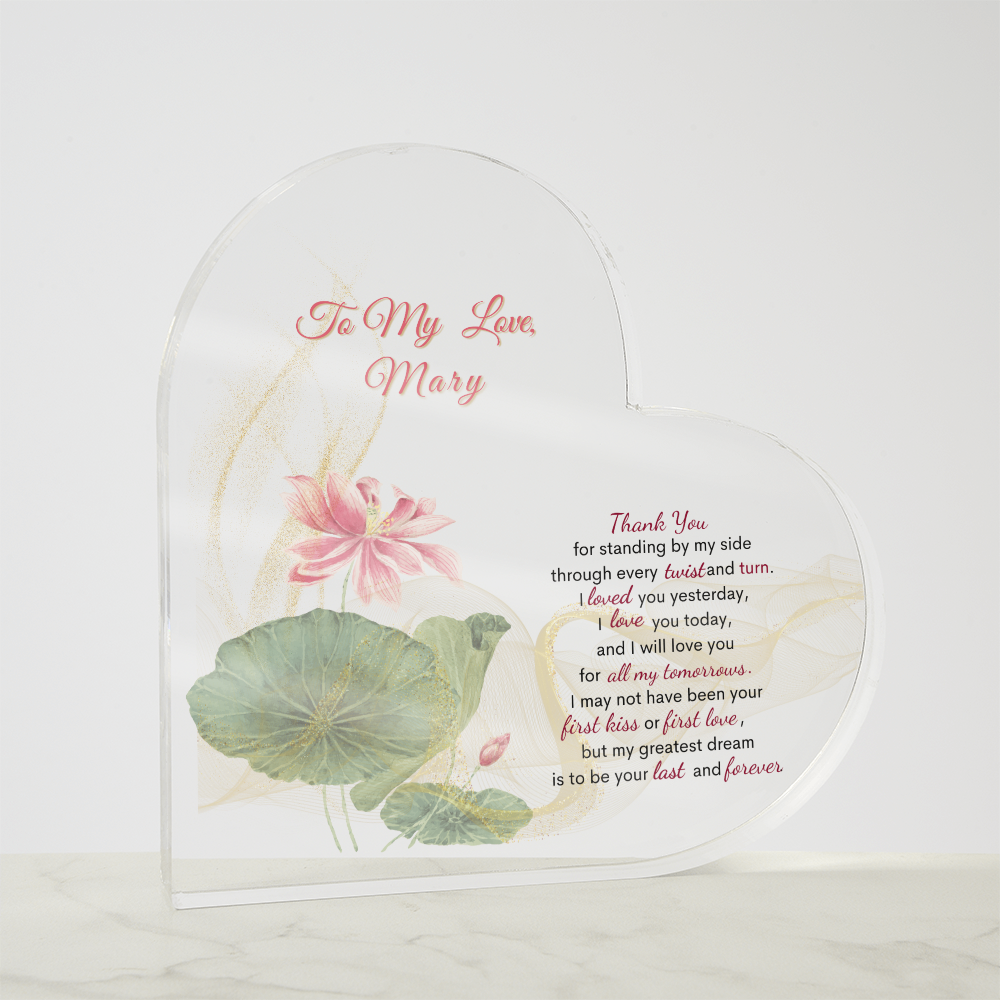 To My Love: A Timeless Heart Acrylic Keepsake. Gift for Wife, for Soulmate.