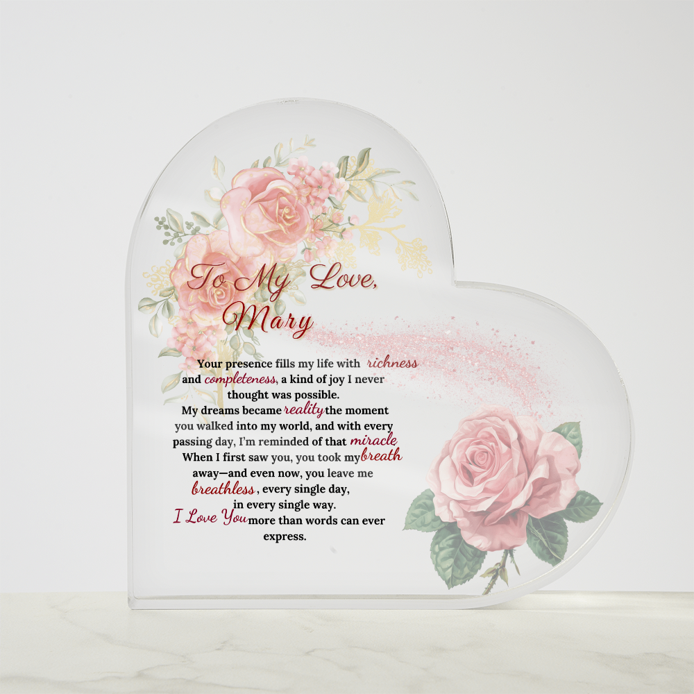 Words of Love: A Heartfelt Acrylic Keepsake  Gift for  Wife,Gift for Soulmate