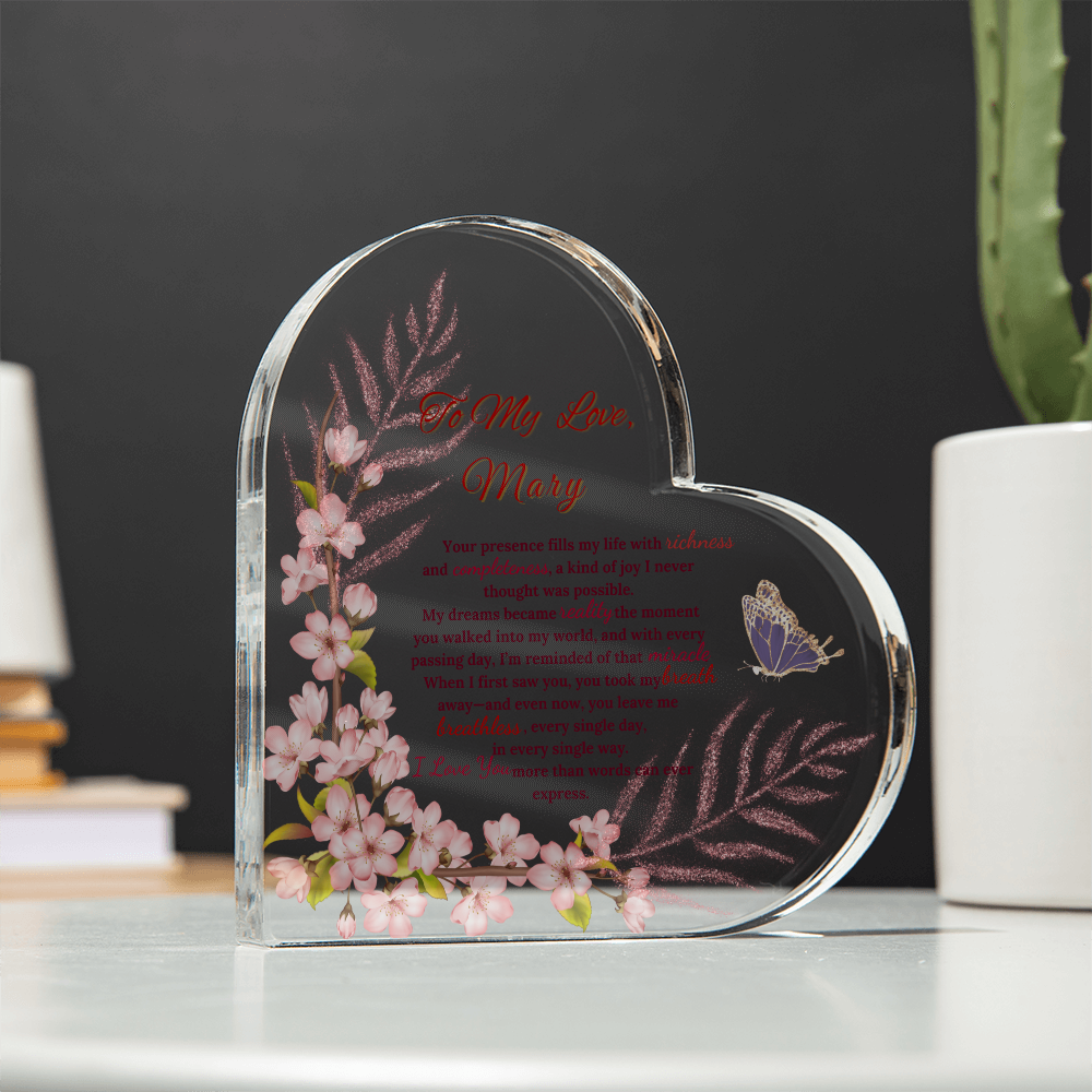 Custom Heart Acrylic Plaque with Heartfelt Message -Gift To Wife,To Soulmate