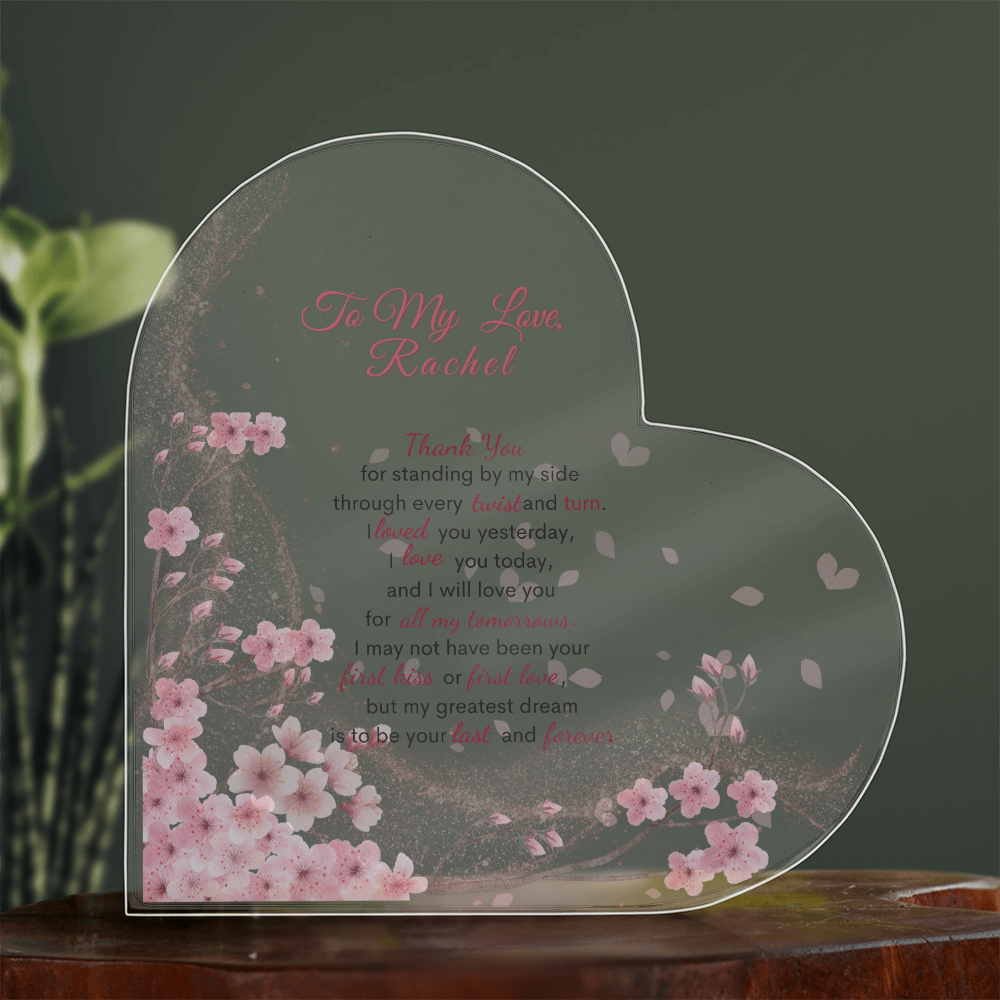 Endless Love: Cherry Blossom Heart Plaque. Personalized Gift For wife, Gift For soulmate