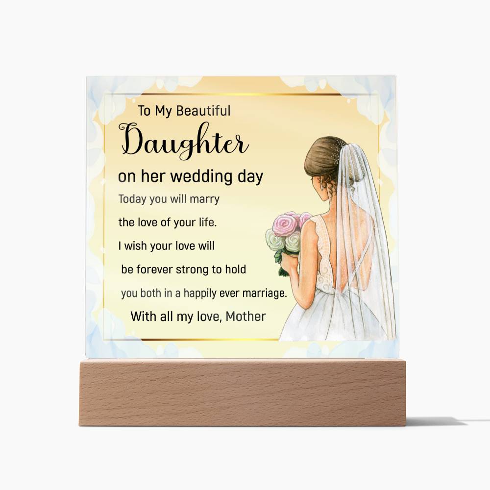 I Wish You Both A Happy Marriage-  Acrylic Square Plaque- Wedding Gift  To Daughter