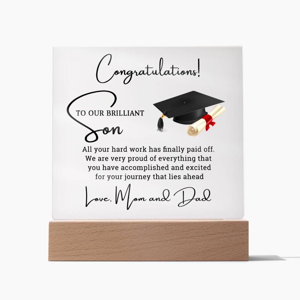 Graduation Gift for Son - Square Acrylic Plaque