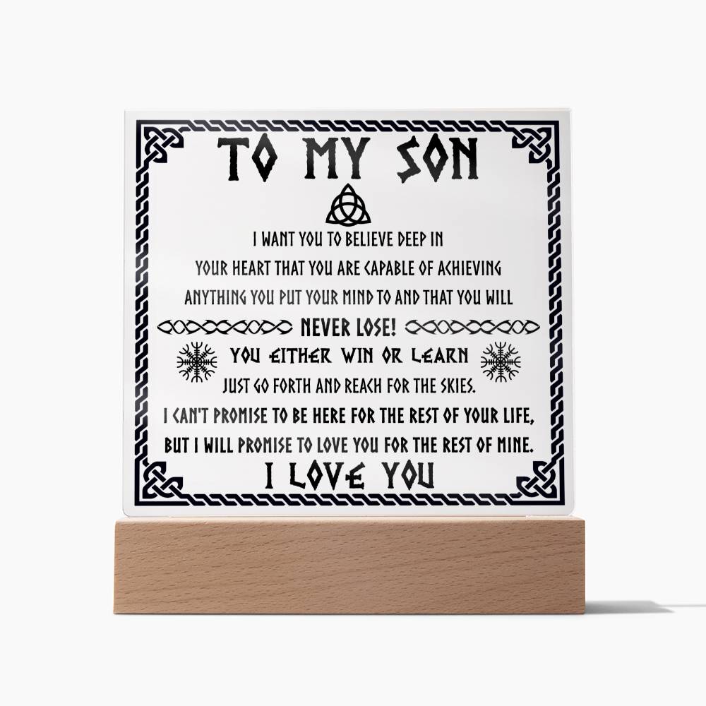 Never Lose! You  Either Win Or Learn- Gift for Son- Acrylic Square Plaque