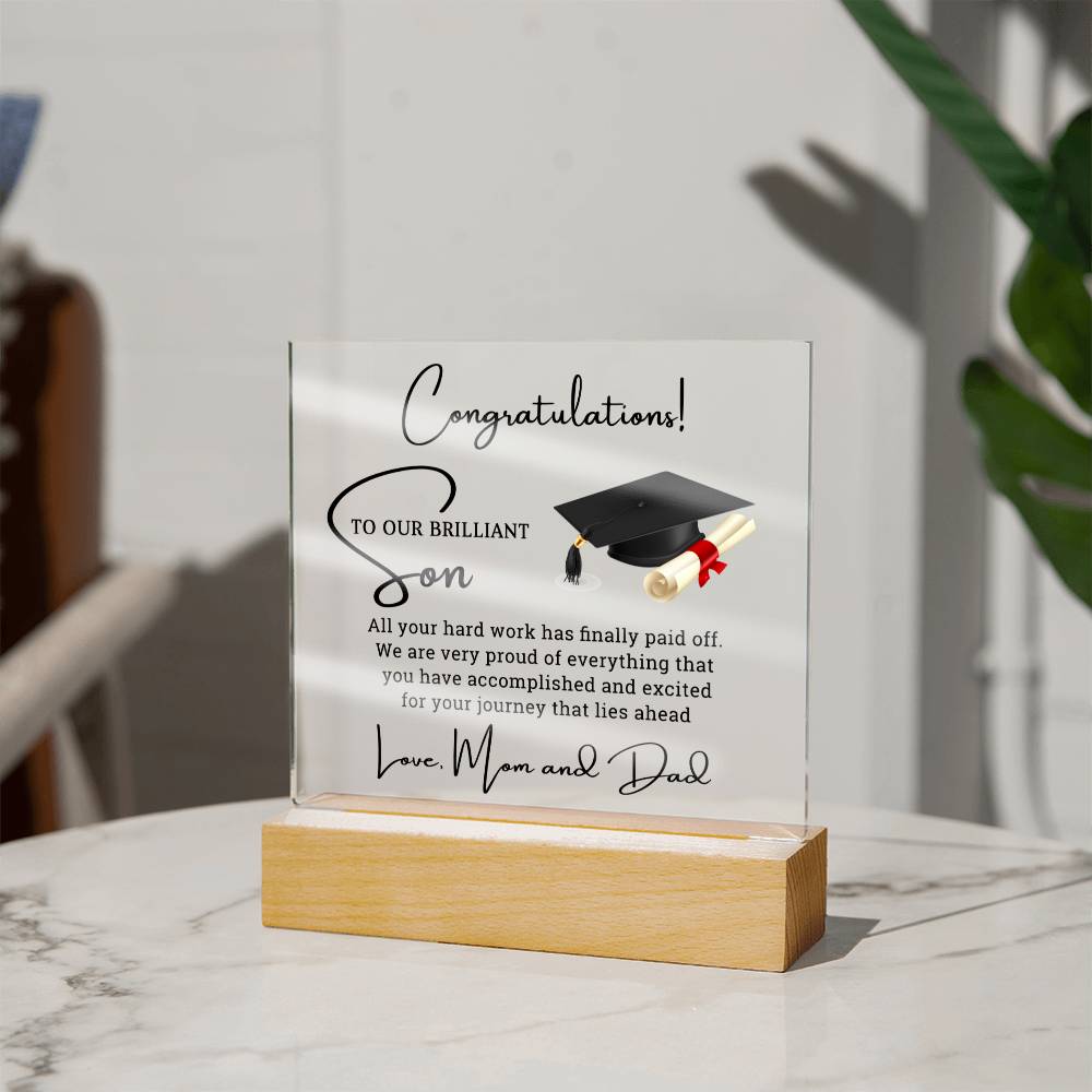 Graduation Gift for Son - Square Acrylic Plaque