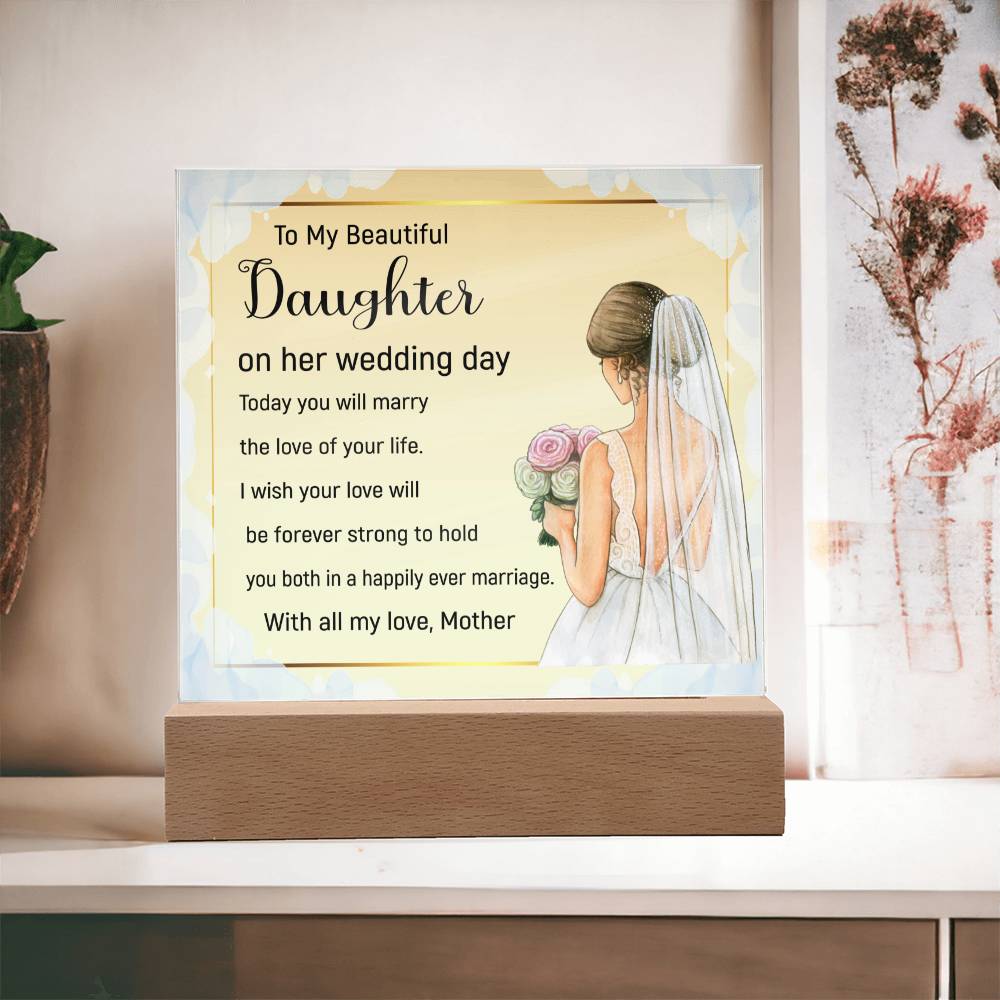 I Wish You Both A Happy Marriage-  Acrylic Square Plaque- Wedding Gift  To Daughter