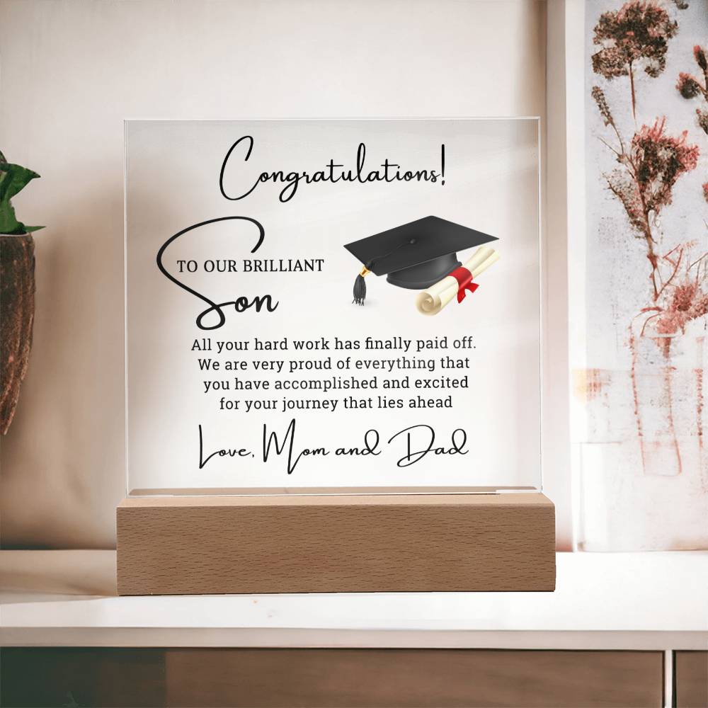 Graduation Gift for Son - Square Acrylic Plaque