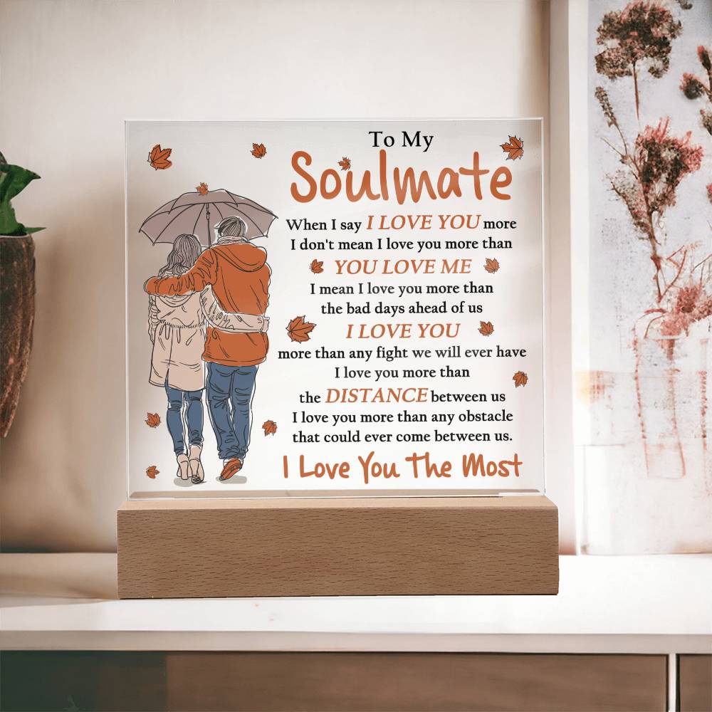 I Love You The Most- Fall Theme Acrylic Square- Gift for Soulmate