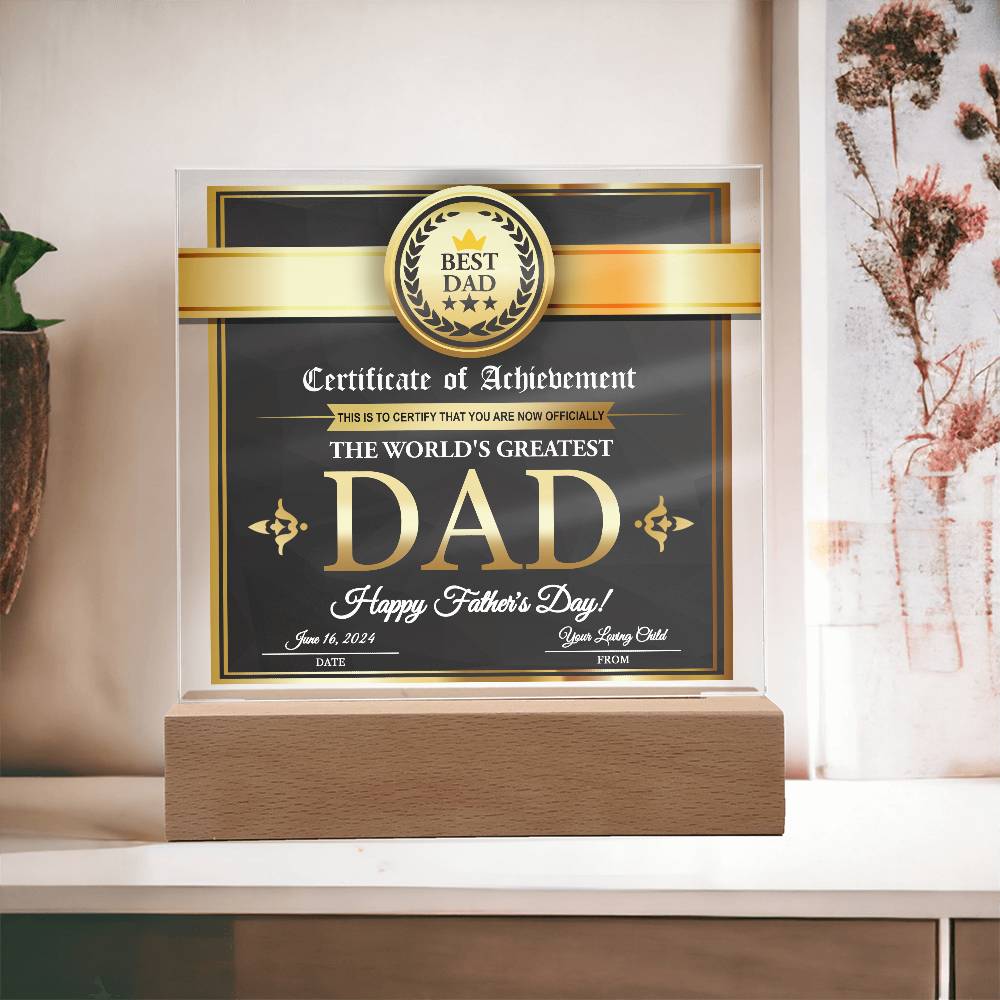 Square Acrylic Plaque Gift for Father, Gift for Dad, Father's Day Gift