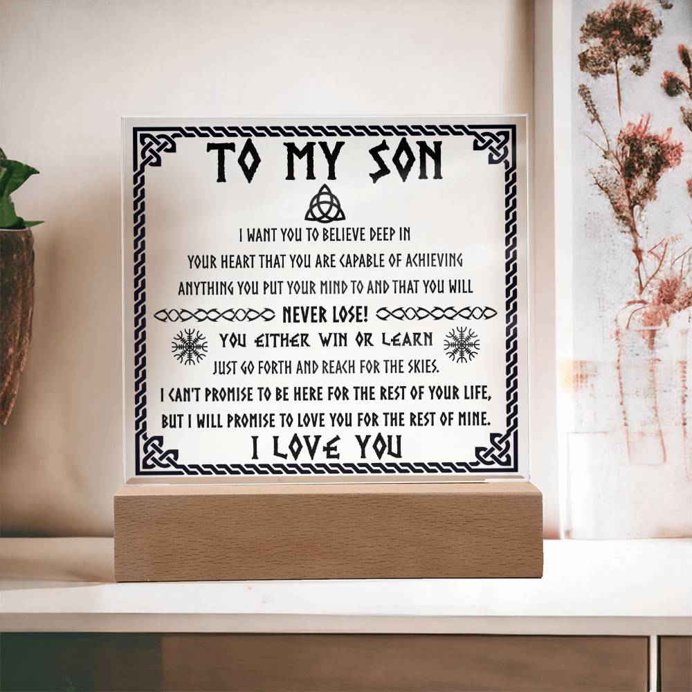 Never Lose! You  Either Win Or Learn- Gift for Son- Acrylic Square Plaque