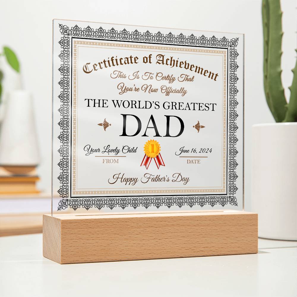 Printed Square  Acrylic Gift For Dad, Gift For Father, Father's Day Gift