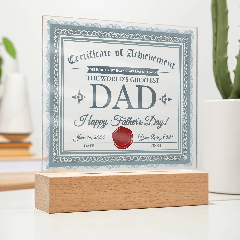 Square Acrylic Plaque Gift for Dad, Gift for Father, Father's Day Gift