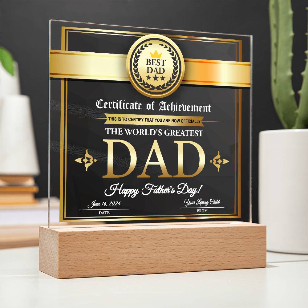 Printed Square  Acrylic Gift For Dad, Gift For Father, Father's Day Gift