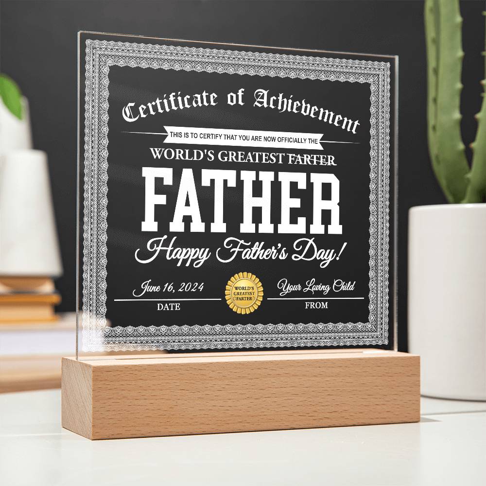 Printed Square Acrylic Plaque Gift for Father, Gift for Dad, Father's Day Gift