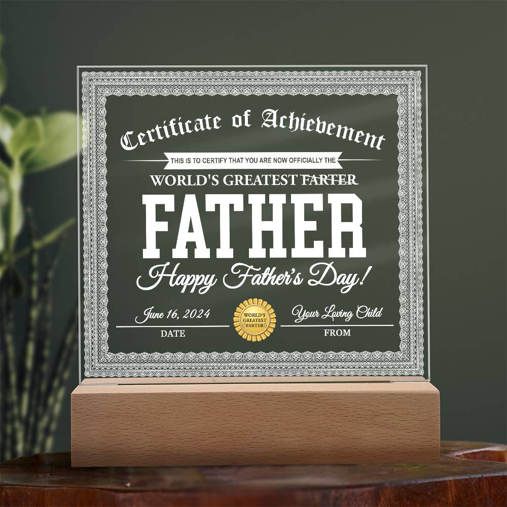 Printed Square Acrylic Plaque Gift for Father, Gift for Dad, Father's Day Gift