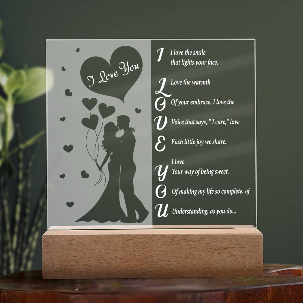 I Love You- Acrylic Square Plaque