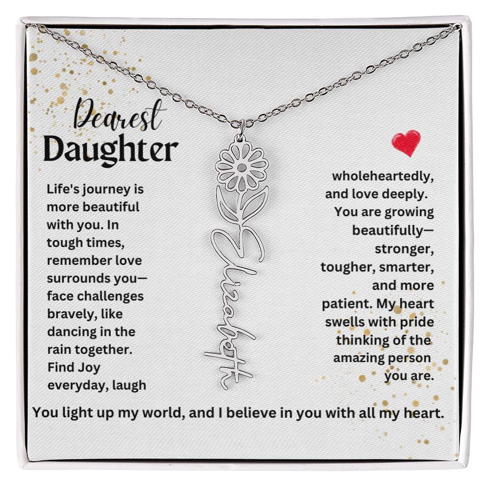 Personalized Flower  Name Pendant Necklace