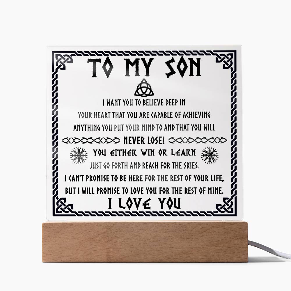 Never Lose! You  Either Win Or Learn- Gift for Son- Acrylic Square Plaque