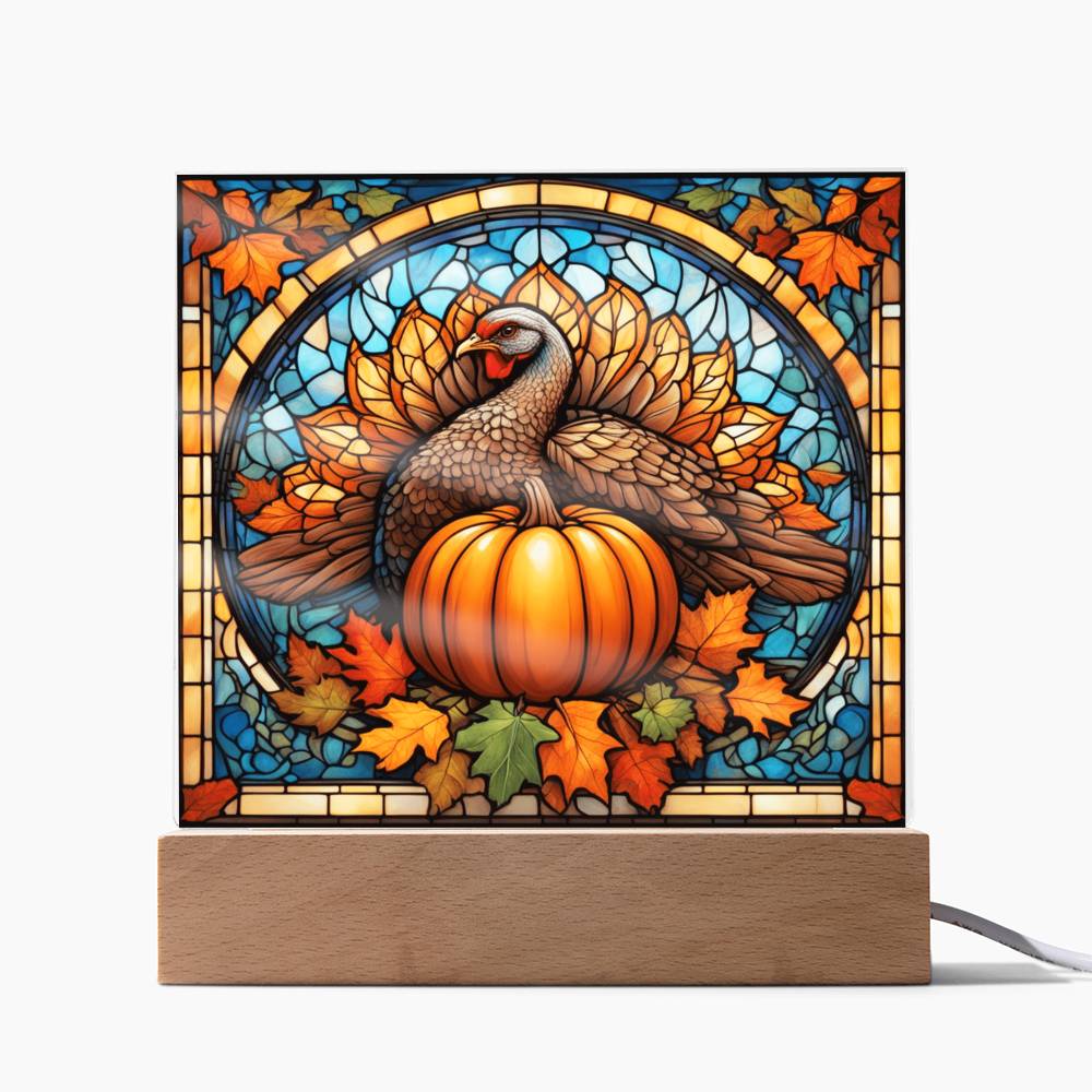 Turkey Time - Thanksgiving Theme Home Decor -Acrylic Square Plaque