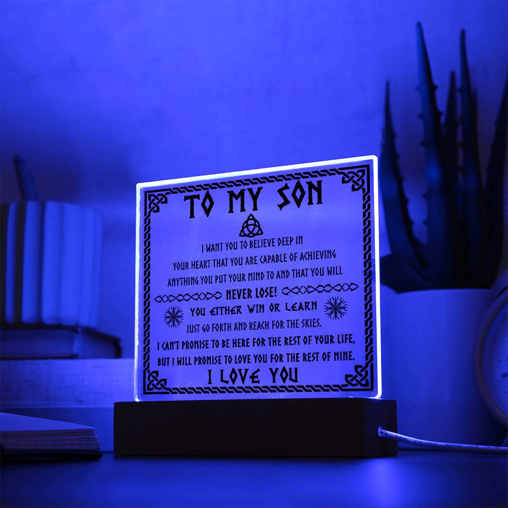 Never Lose! You  Either Win Or Learn- Gift for Son- Acrylic Square Plaque