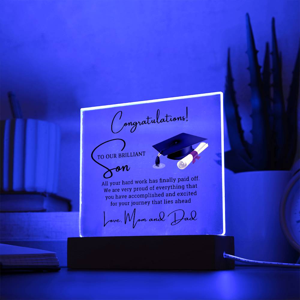 Graduation Gift for Son - Square Acrylic Plaque