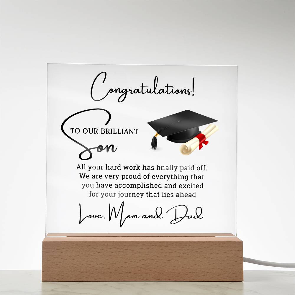 Graduation Gift for Son - Square Acrylic Plaque