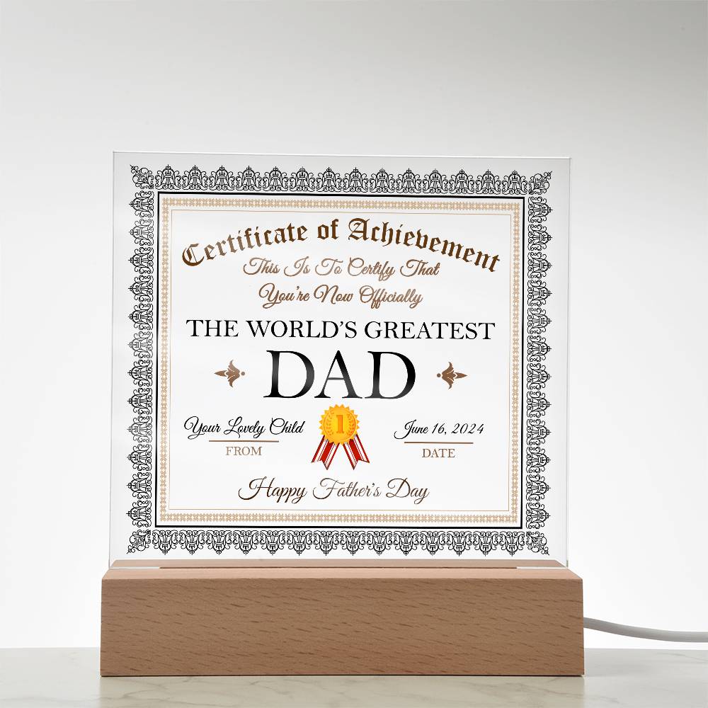 Printed Square  Acrylic Gift For Dad, Gift For Father, Father's Day Gift