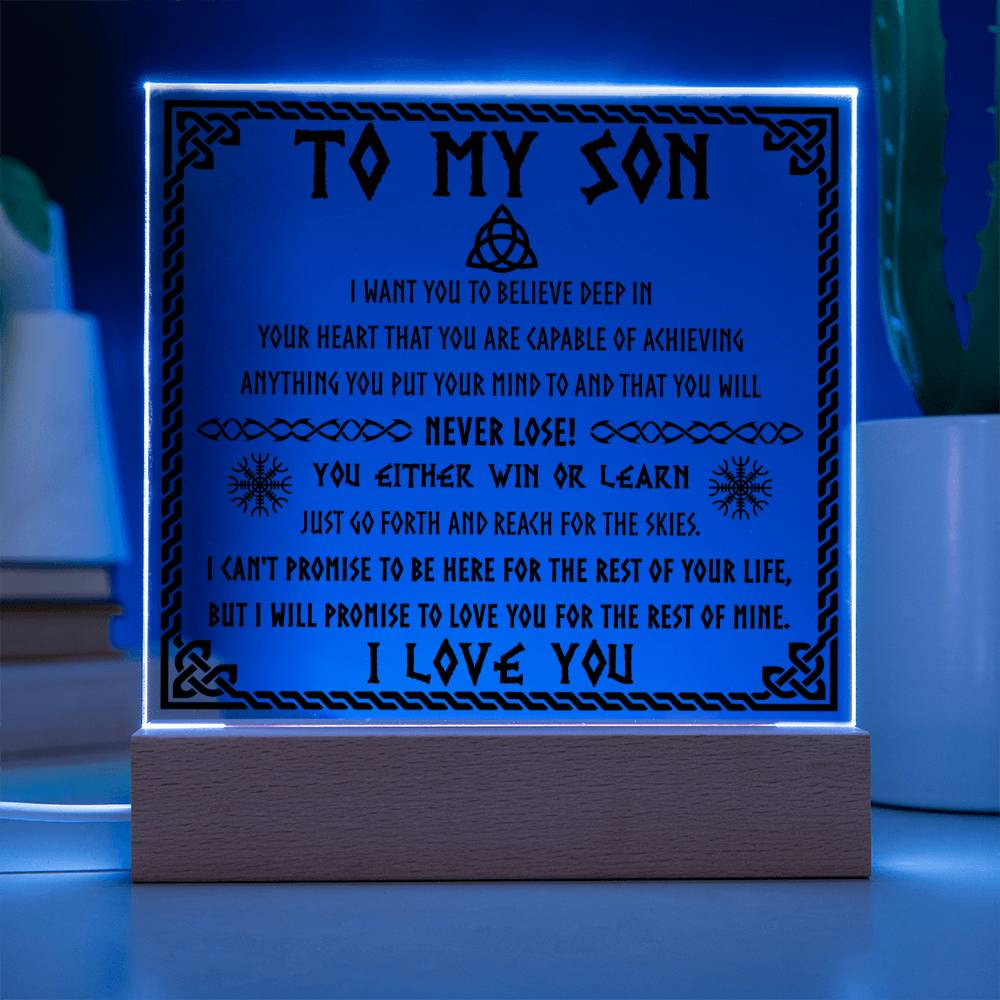 Never Lose! You  Either Win Or Learn- Gift for Son- Acrylic Square Plaque