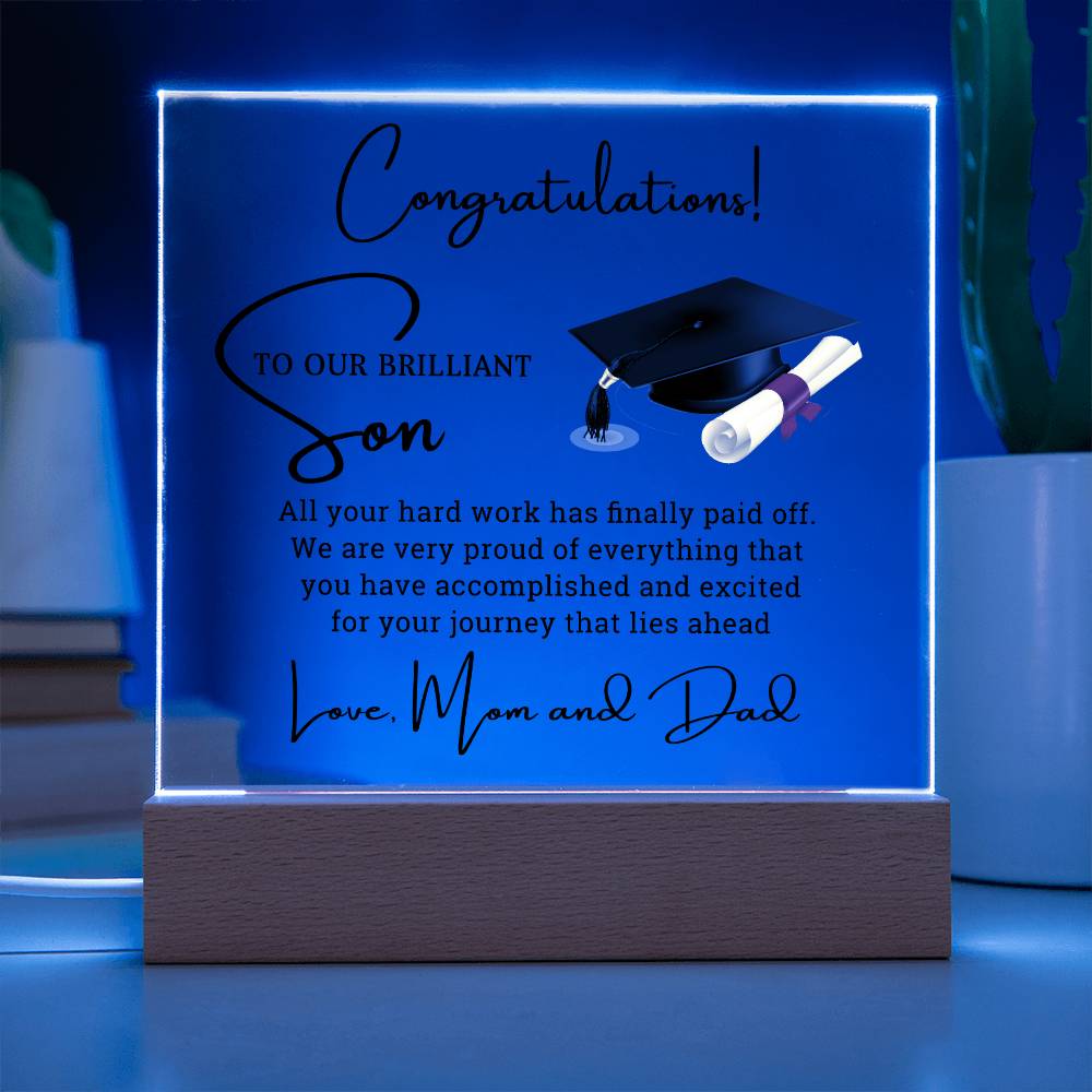 Graduation Gift for Son - Square Acrylic Plaque