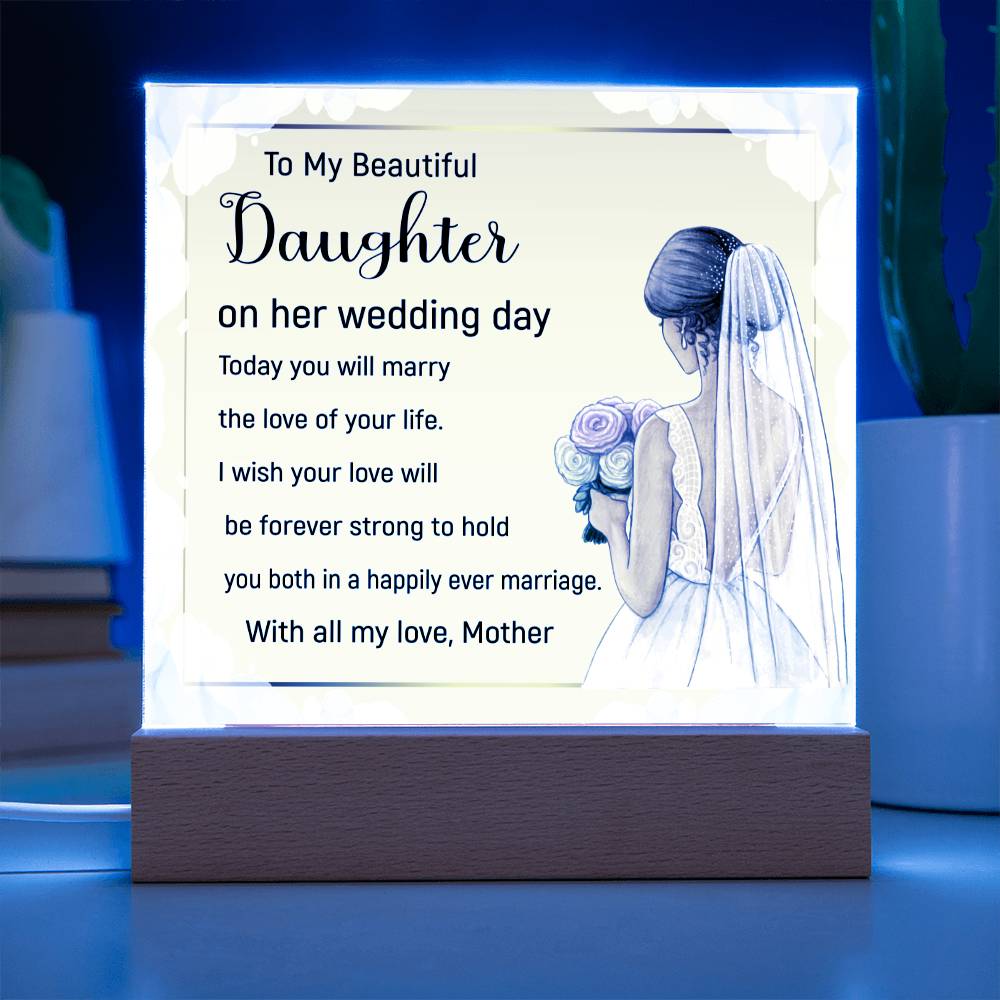 I Wish You Both A Happy Marriage-  Acrylic Square Plaque- Wedding Gift  To Daughter