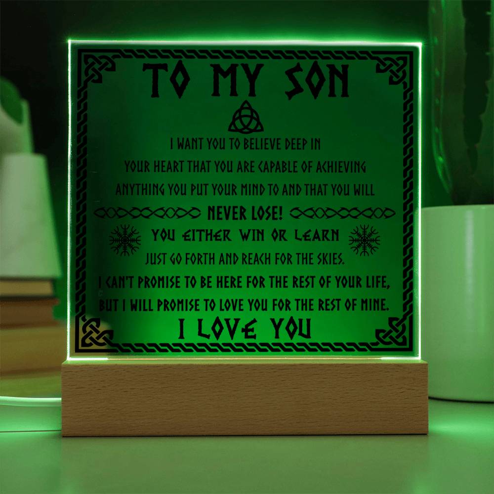 Never Lose! You  Either Win Or Learn- Gift for Son- Acrylic Square Plaque