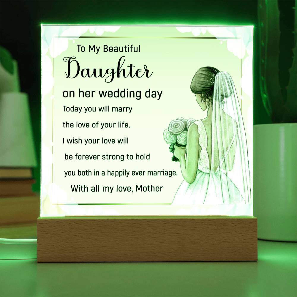 I Wish You Both A Happy Marriage-  Acrylic Square Plaque- Wedding Gift  To Daughter