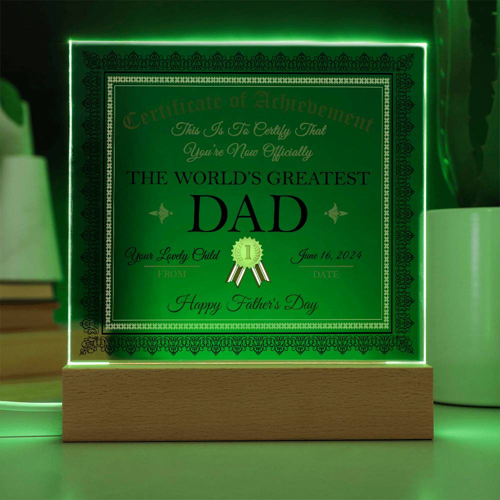 Printed Square  Acrylic Gift For Dad, Gift For Father, Father's Day Gift