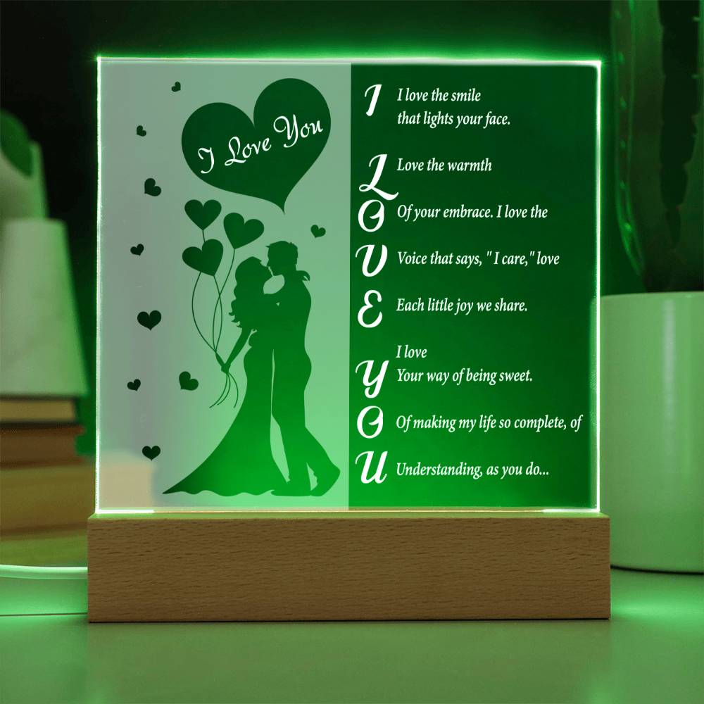 I Love You- Acrylic Square Plaque