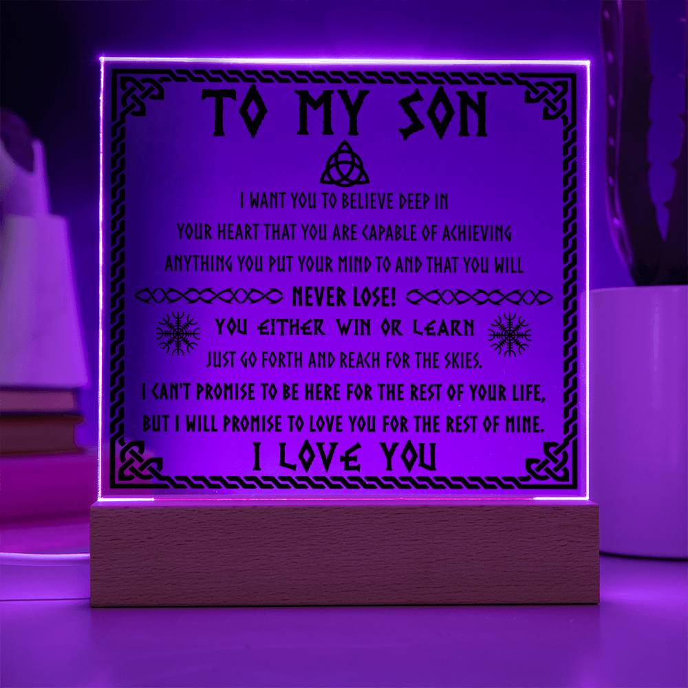 Never Lose! You  Either Win Or Learn- Gift for Son- Acrylic Square Plaque