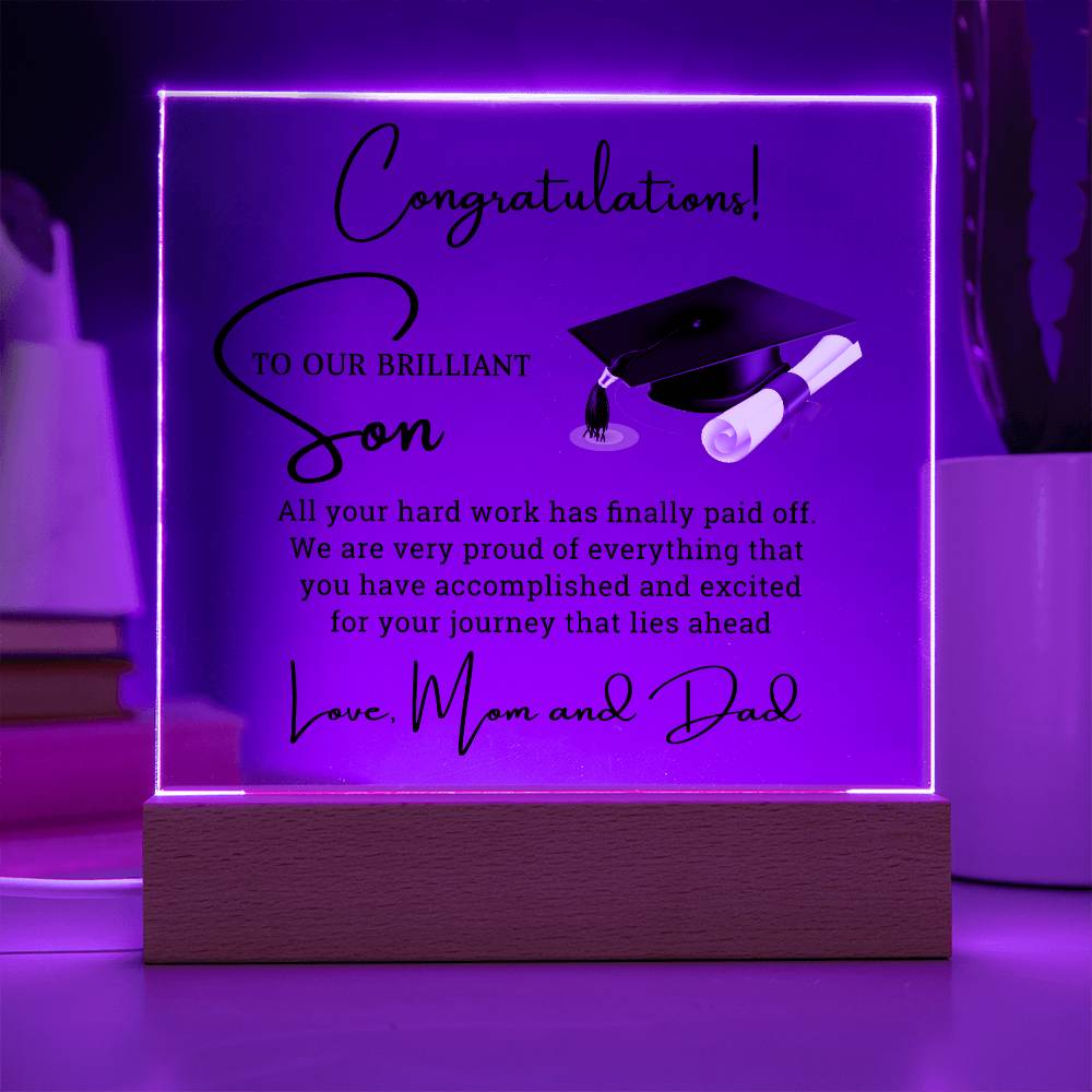 Graduation Gift for Son - Square Acrylic Plaque