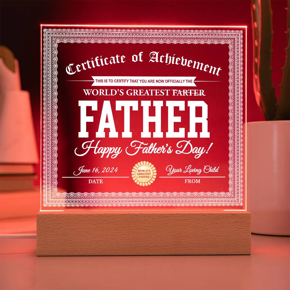 Printed Square  Acrylic Gift For Dad, Gift For Father, Father's Day Gift