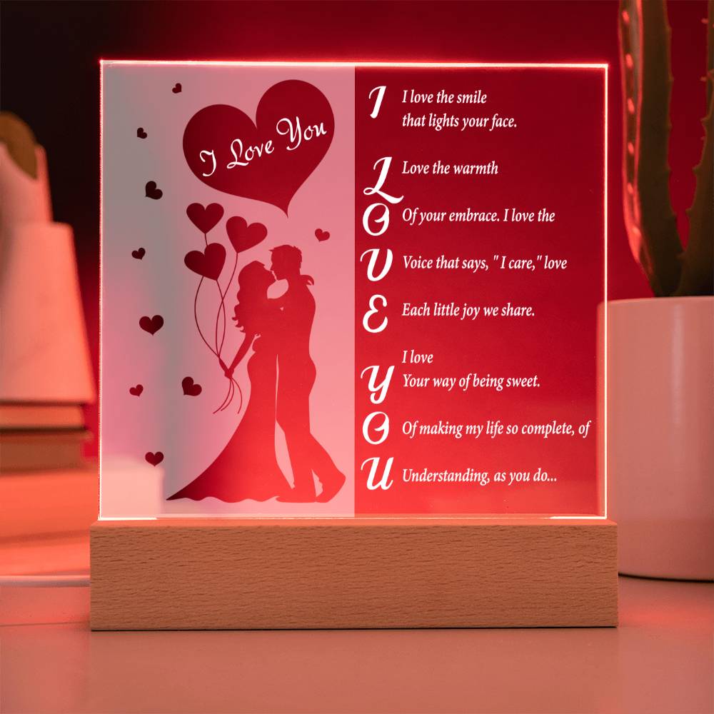 I Love You- Acrylic Square Plaque