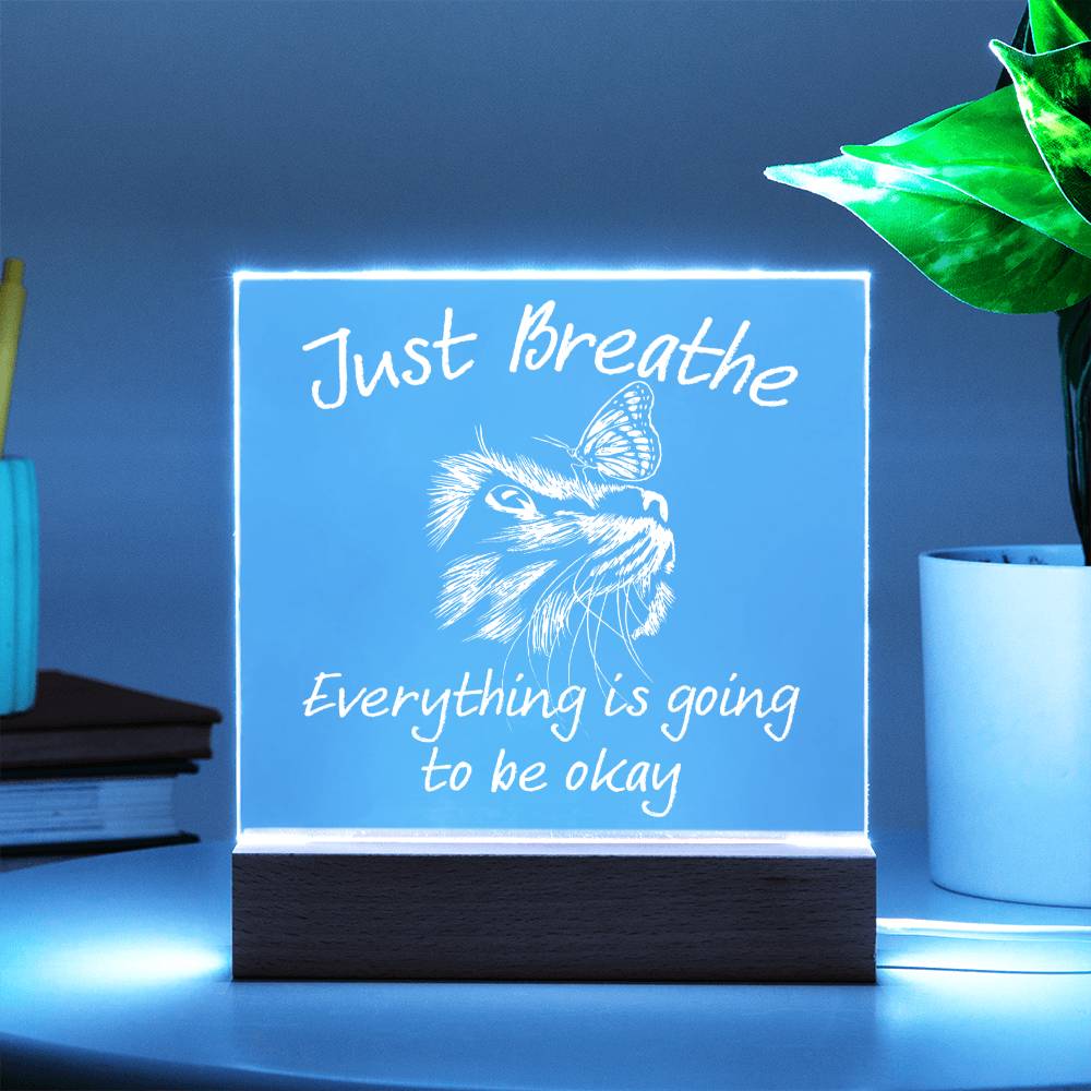 Just Breathe - Acrylic Square Plaque for Home Decor