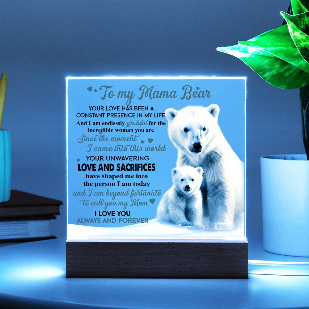 Eternal Love: A Heartfelt Message from Baby Bear- Acrylic  Square Plaque, Gift for mom, Gift for Mother