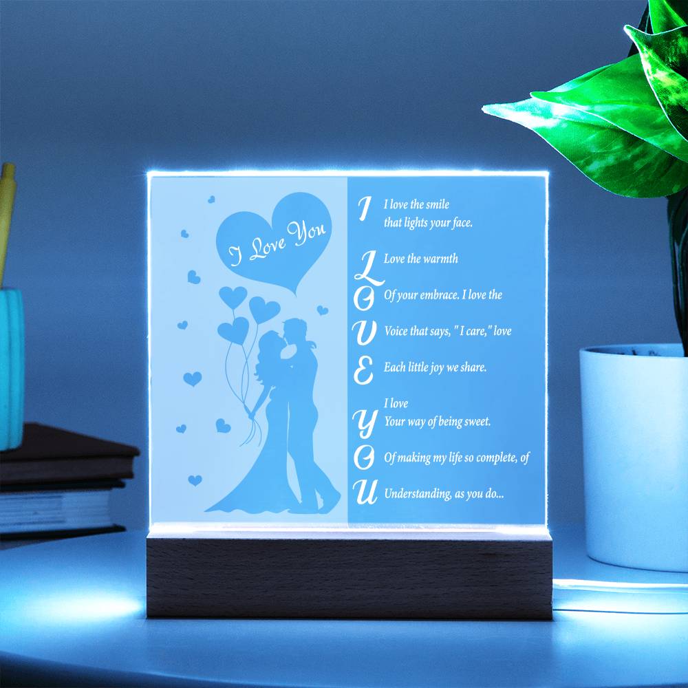 I Love You- Acrylic Square Plaque