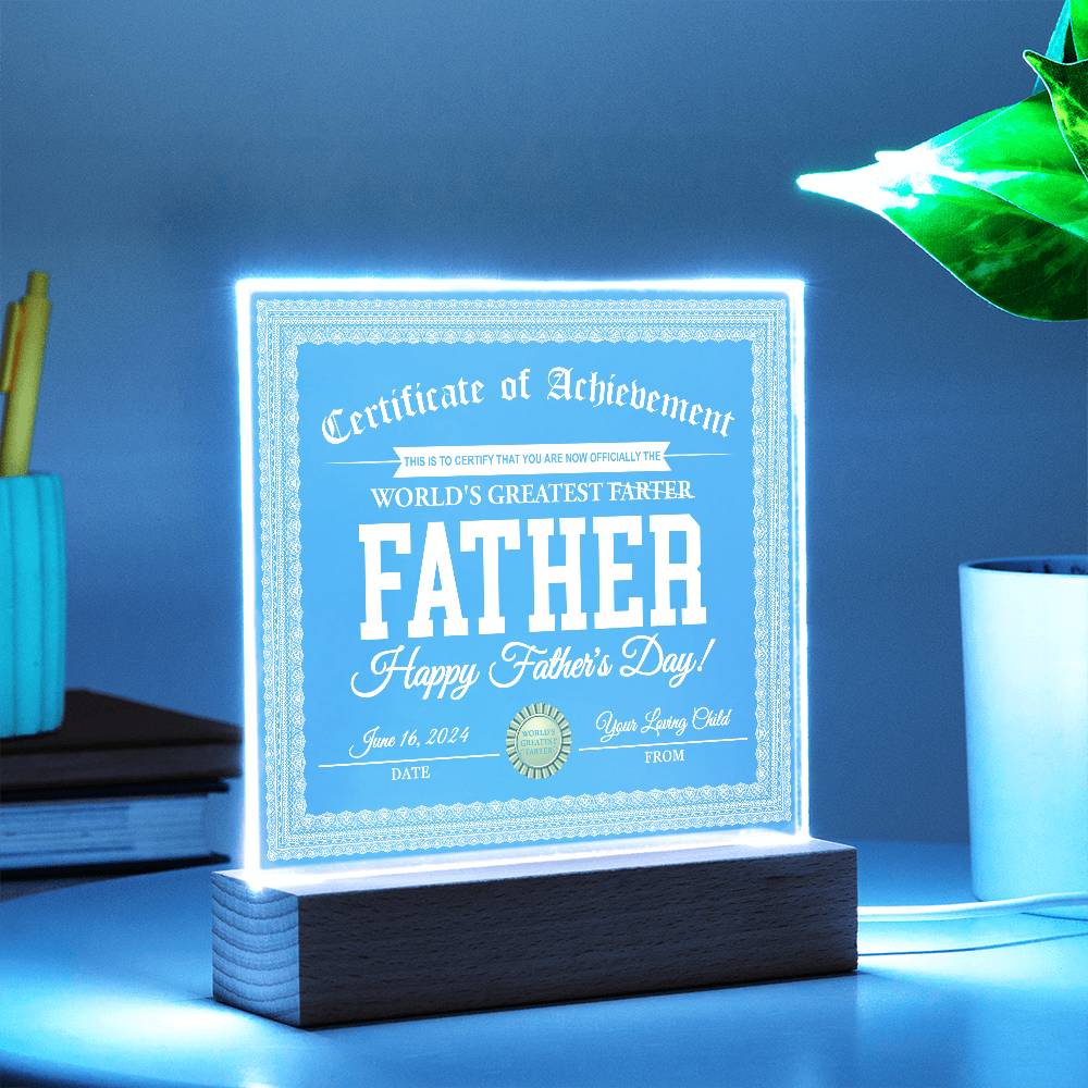 Printed Square  Acrylic Gift For Dad, Gift For Father, Father's Day Gift